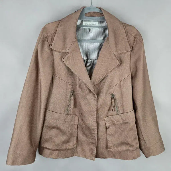 [BUNJANG] Son Jung Wan 2023 Linen Blend String Hem Jacket / [무료배송]손정완 55 여성 23년도 린넨 마 혼방 밑단 스트링 자켓