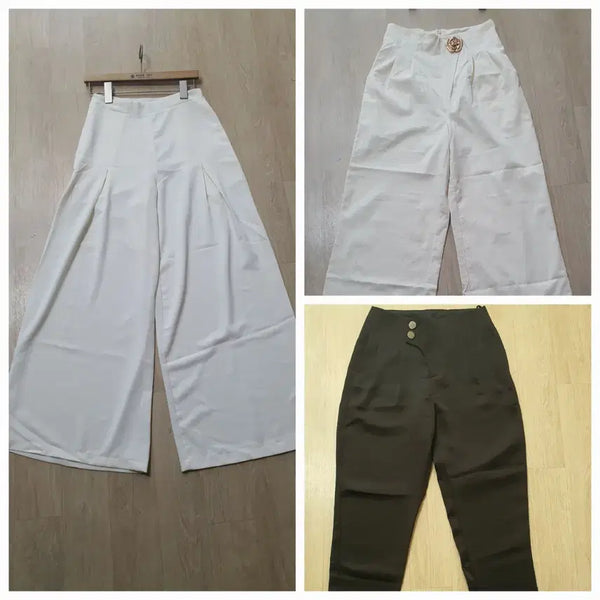 [BUNJANG] White/Black High-Waist Wide Leg Pants Bundle / 화이트/블랙 와이드 팬츠 모음