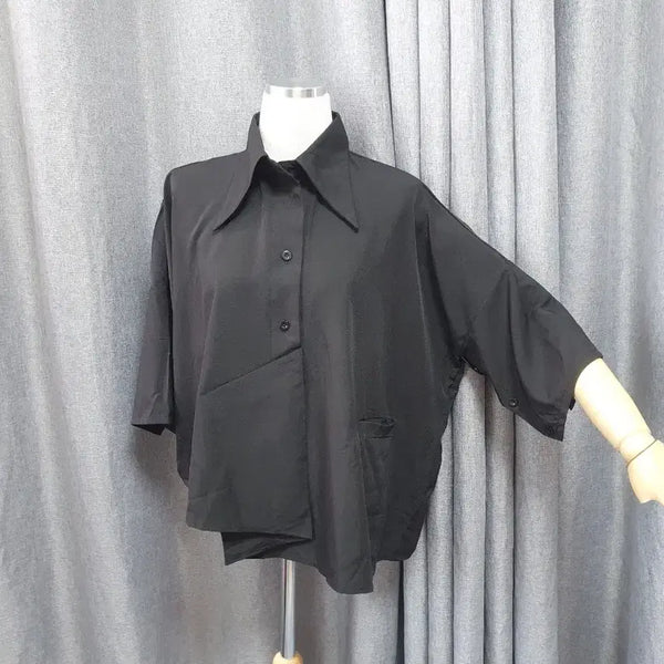 [BUNJANG] Button Wide Blouse / 단추 와이드 블라우스