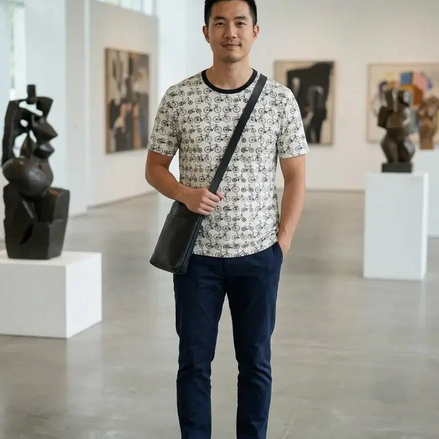 [BUNJANG] Issey Miyake Men Bicycle Pattern Short Sleeve T-Shirt / 이세이 미야케 맨 자전거 패턴 반팔 티셔츠