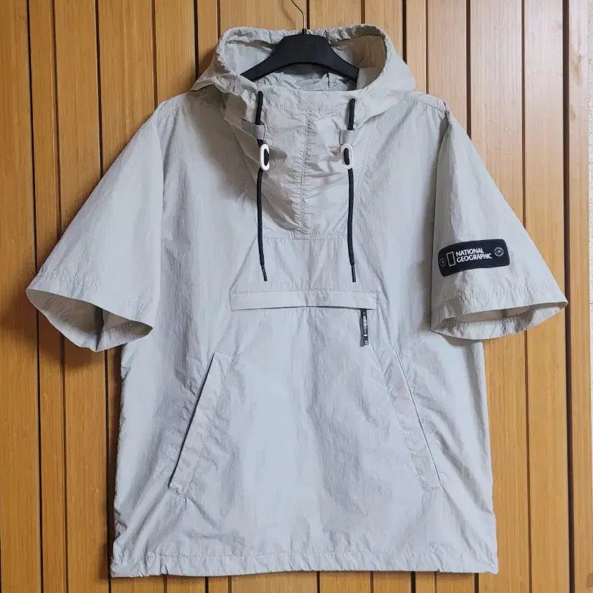 [BUNJANG] National Geographic Men's Woven Half Sleeve Hoodie Anorak / 내셔널지오그래픽 남성 우븐 반팔 후디 아노락