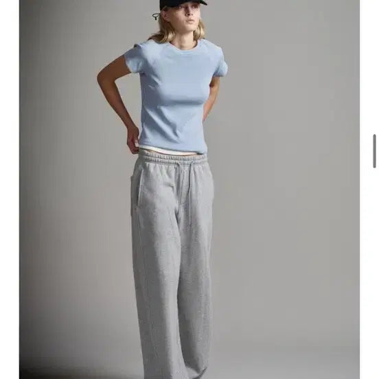 [BUNJANG] Facade Pattern Raglan Washed Rib T-Shirt (Sky, S) / 파사드패턴 래글런 워시드 립 티셔츠 (스카이s)