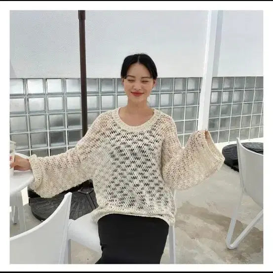 [BUNJANG] Ivory Bouclé Knit Oversized Fit / 여름 부클 니트