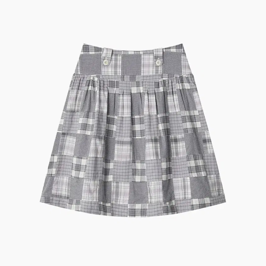 [BUNJANG] OHEHASIO Pleated Patchwork Midi Skirt - Grey Check / 오헤시오 플리츠 패치워크 미디 스커트 그레이 체크 치마