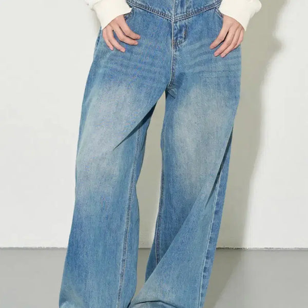 [BUNJANG] IlliGo Yoke Seam Wide Fit Denim Pants Size S / s)일리고 요크절개 데님팬츠