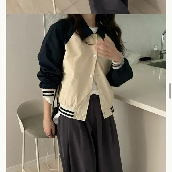 [BUNJANG] Colorblock Blouson Jumper / 무배 새상품 배색 블루종 점퍼