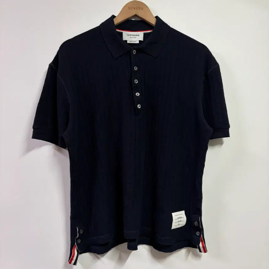 [BUNJANG] Thom Browne 24SS Rib Cuff Wool Polo Shirt Navy Size 4 / [4] 톰브라운 24ss 립 커프 울 폴로 셔츠 네이비