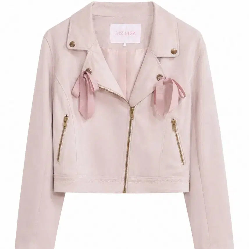 [BUNJANG] Lizlisa Ribbon Rider Jacket Pink / lizlisa 리즈리사 핑크 자켓 리본 라이더 자켓