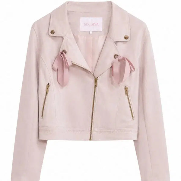 [BUNJANG] Lizlisa Ribbon Rider Jacket Pink / lizlisa 리즈리사 핑크 자켓 리본 라이더 자켓