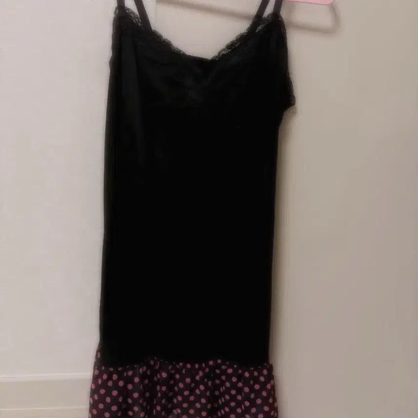 [BUNJANG] Cecile McBee Pink Polka Dot Lace Camisole / 교신o)세실맥비 히메갸루 핑크 도트 땡땡이 레이스 슬립 나시