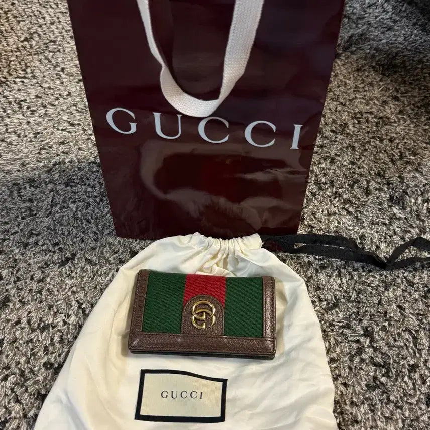 [BUNJANG] Gucci Double G Stripe Card Case Wallet Green / 구찌 더블G 스트라이프 그린 카드케이스 지갑