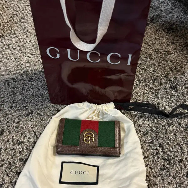 [BUNJANG] Gucci Double G Stripe Card Case Wallet Green / 구찌 더블G 스트라이프 그린 카드케이스 지갑