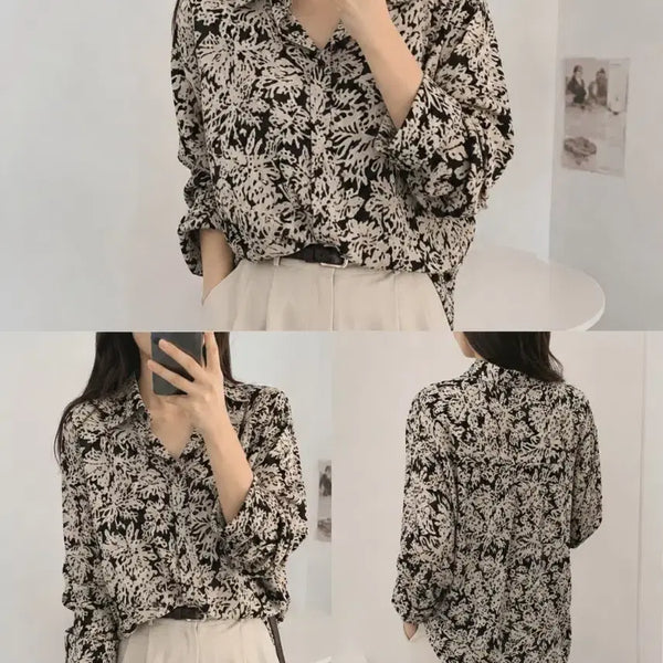 [BUNJANG] Flower Pattern Blouse Shirt / 플라워 패턴 블라우스 셔츠