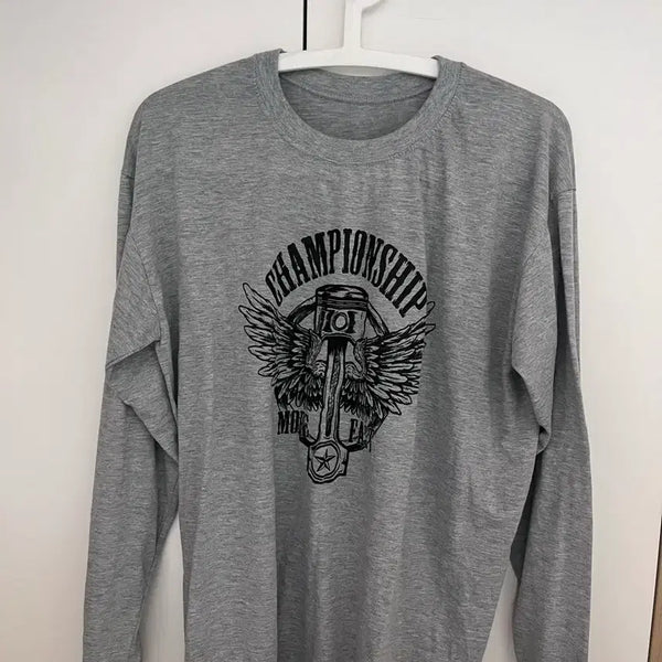[BUNJANG] Champion Championship Engine Printing Sweatshirt Grey / 챔피언십 엔진 프린팅 맨투맨 회색