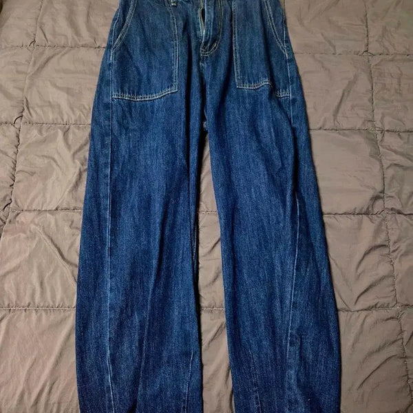 [BUNJANG] Good Life Works Wide Leg Panel Denim Pants Deep Indigo / (굿라이프웍스) 와이드 절개 데님 팬츠 딥인디고