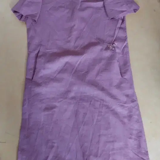 [BUNJANG] Purple Linen Short Sleeve Dress / 보라색 반팔 린넨  마  원피스