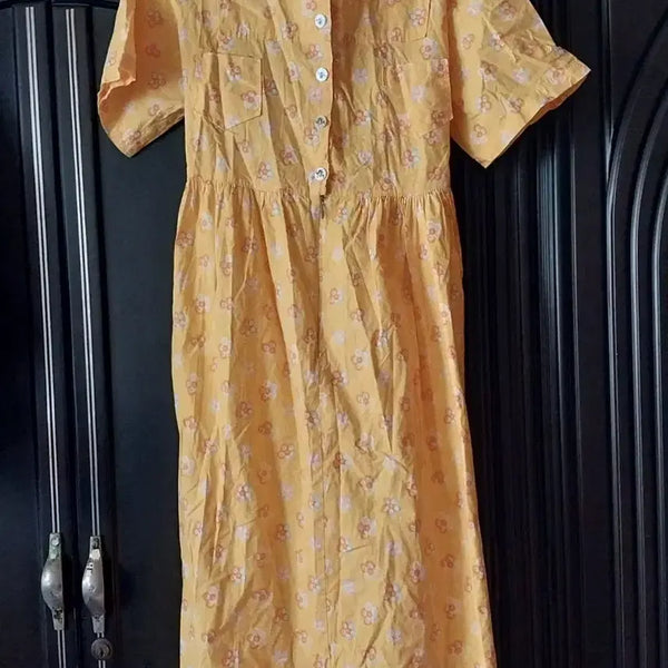 [BUNJANG] Yellow Floral Pattern Cotton Dress / 플라워 패턴 옐로우  면 원피스