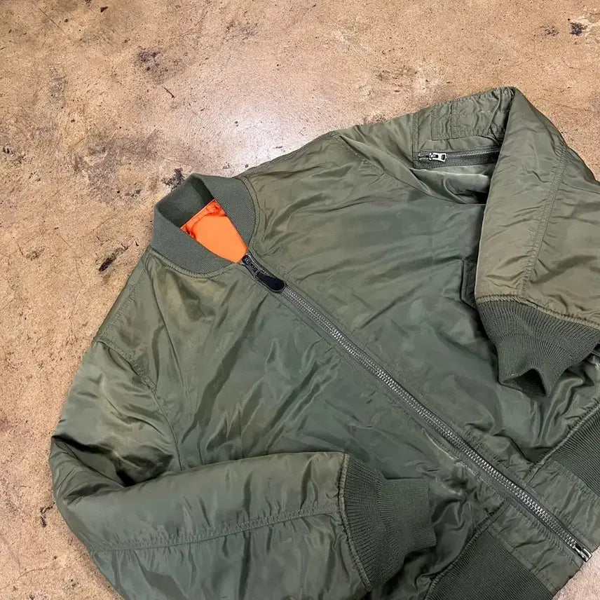 [BUNJANG] Alpha Industries MA-1 Khaki Bomber Jacket / [정품] 알파인더스트리 MA-1 카키 봄버 자켓