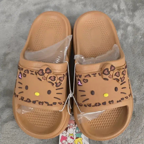 [BUNJANG] Hello Kitty Leopard Slippers Brown 230mm / 헬로키티 레오파드 슬리퍼 브라운 230
