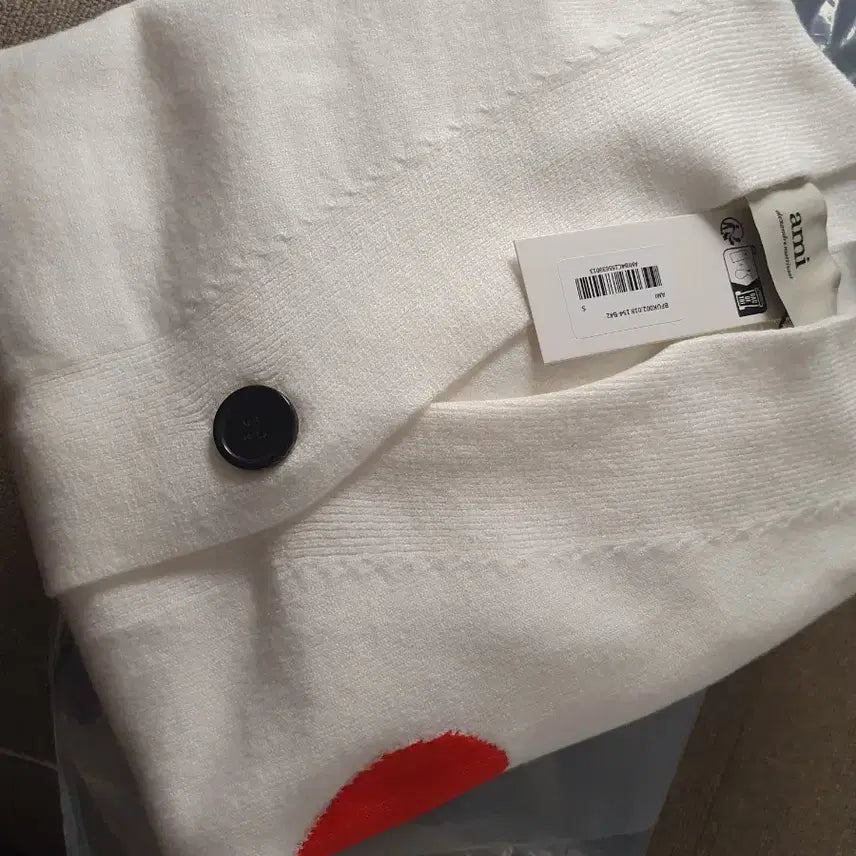 [BUNJANG] AMI Big Logo Women's Cardigan White/Navy / [할인/새상품]아미 빅로고 여성 가디건/ 화이트,네이비