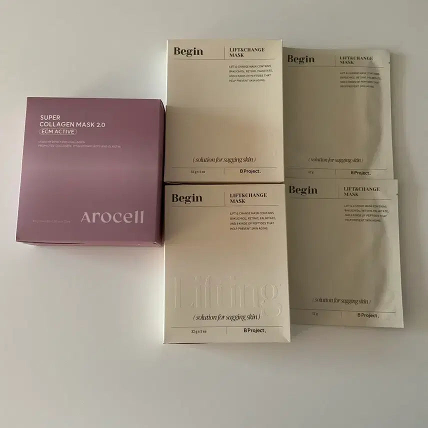 [BUNJANG] Arocell Collagen Mask 2.0 & B.Project Lifting Pack Bundle Set / 아로셀 콜라겐팩12매+비프로젝트 리프팅팩12매