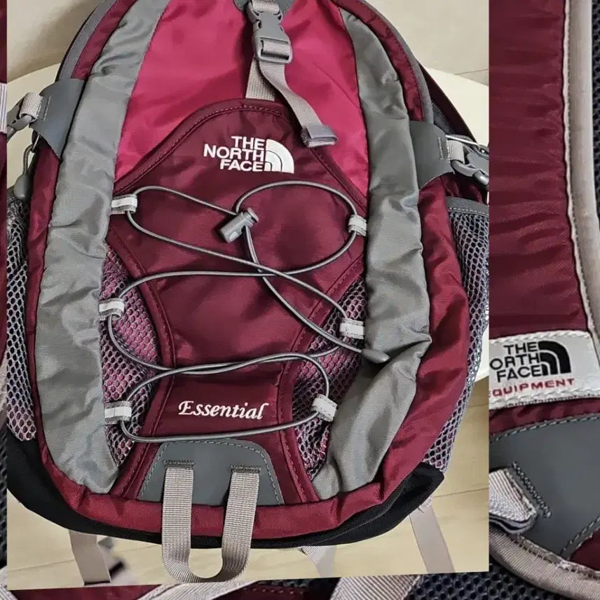 [BUNJANG] The North Face Essential Backpack Burgundy/Gray / 무배.미사용.노스페이스 Essential 백팩 버건디/그레이