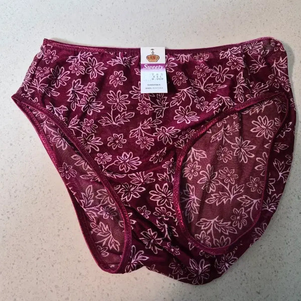 [BUNJANG] Sweety Burgundy Floral Pattern Women's Panties - 5 Pack (2XL) / (새상품)버건디 여성 팬티 2XL 5개