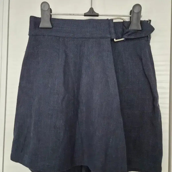 [BUNJANG] Navy Belted Wrap Shorts / 네이비 벨트 랩 숏팬츠