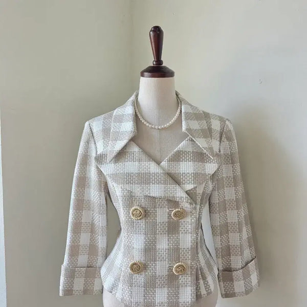 [BUNJANG] Double-Button Checkered Jacket / 체크 더블버튼 자켓