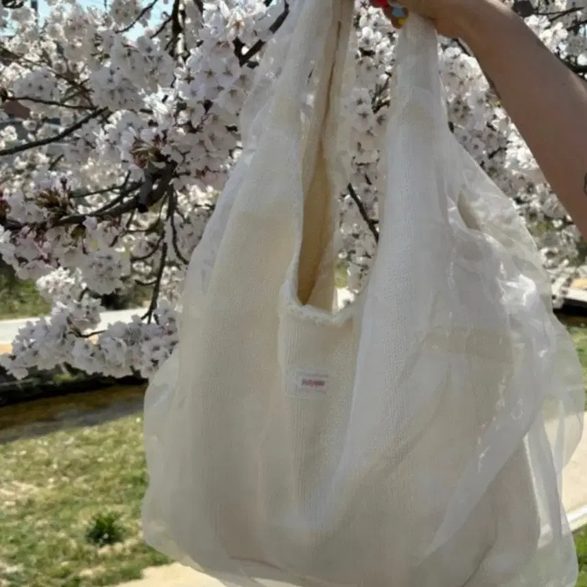 [BUNJANG] Ivory Organza Fairy Knit Spring Bag / (새상품) 아이보리 오간자 페어리 러블리 니트 봄 가방