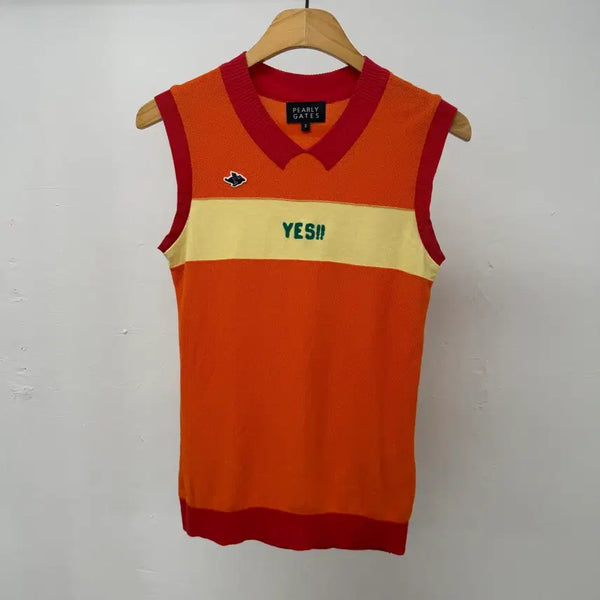 [BUNJANG] Pearly Gates Women's Orange Knit Vest / 파리게이츠 여성 니트베스트 골프웨어 오렌지 JS50