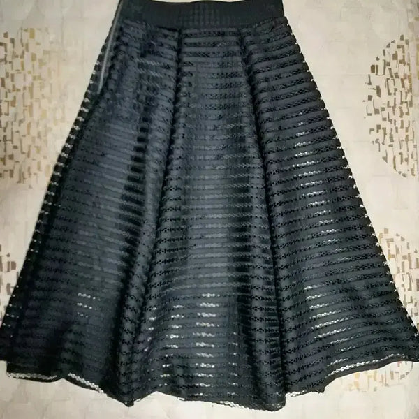 [BUNJANG] Black See-Through Midi Skirt - Size S / [새상품] 블랙 시스루 미디 스커트 S