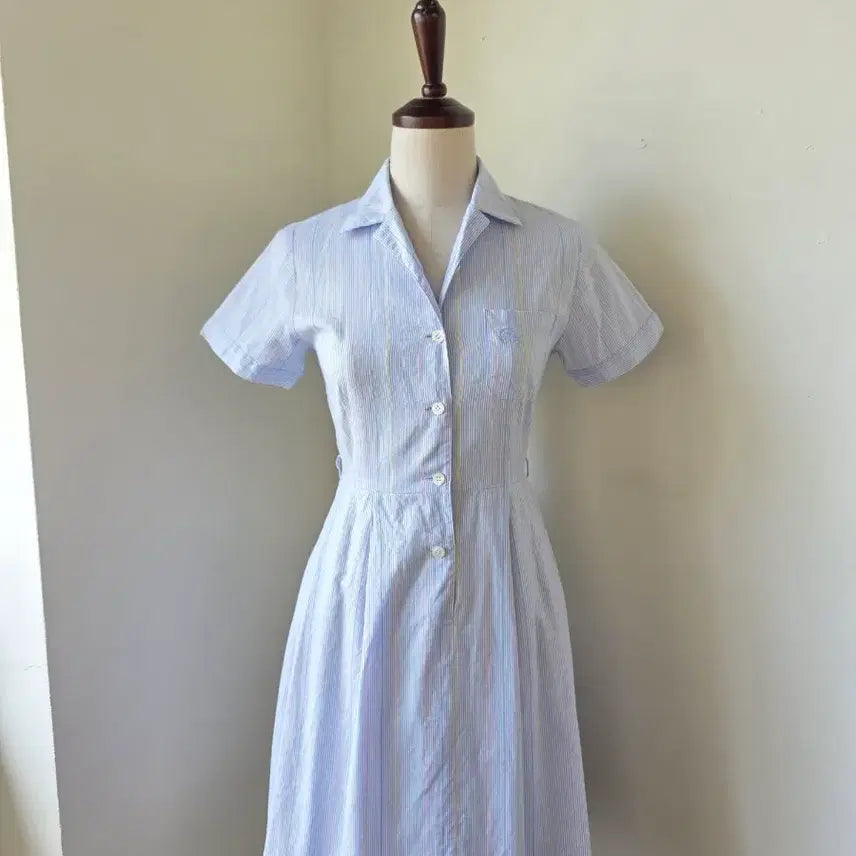 [BUNJANG] Burberry Kids Pastel Stripe Shirt Dress / Burberrys 버버리 로고 자수 각인 파스텔 스트라이프 원피스