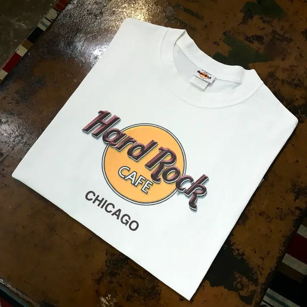 [BUNJANG] Hard Rock Cafe Chicago White Short Sleeve T-Shirt Men's XL (110) / 하드락카페 시카고 화이트 숏 슬리브 반팔티 남성 110 사이즈