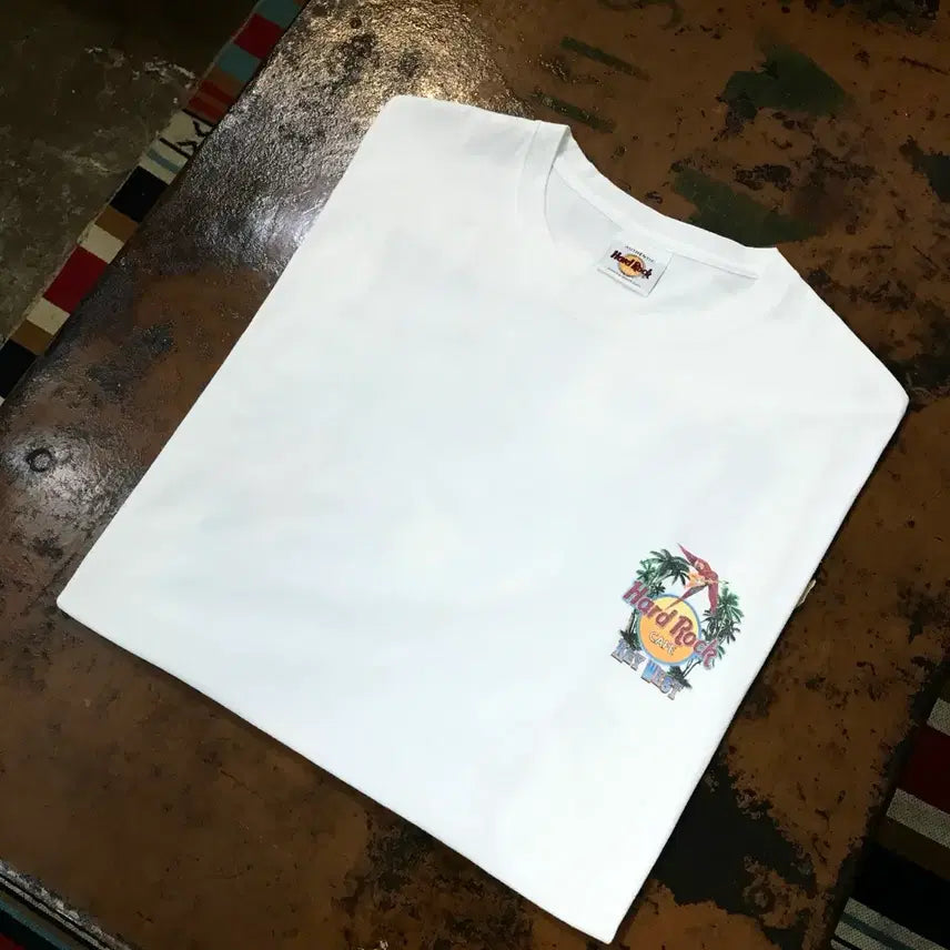 [BUNJANG] Hard Rock Cafe Key West Printing White Short Sleeve T-Shirt Men's 110 / 하드락카페 키웨스트 프린팅 화이트 숏 슬리브 반팔티 남성 110