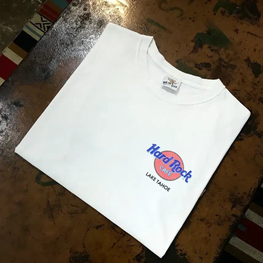 [BUNJANG] Hard Rock Cafe Lake Tahoe Short Sleeve T-Shirt - White, Men's L (Fits 105) / 하드락카페 레이크타호 프린팅 숏 슬리브 반팔티 남성 105 사이즈