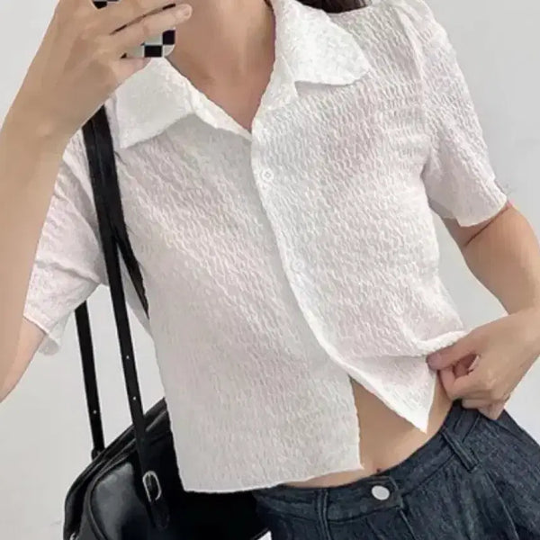 [BUNJANG] Collar Half Sleeve Blouse / 카라 반팔 블라우스