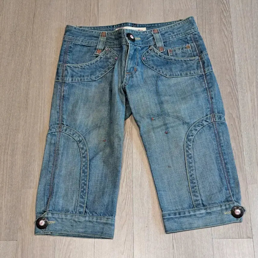 [BUNJANG] Pearl Vintage Style Denim Cropped Pants / Pearl. 빈티지 스타일 데님 7부 바지