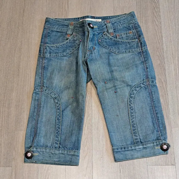 [BUNJANG] Pearl Vintage Style Denim Cropped Pants / Pearl. 빈티지 스타일 데님 7부 바지