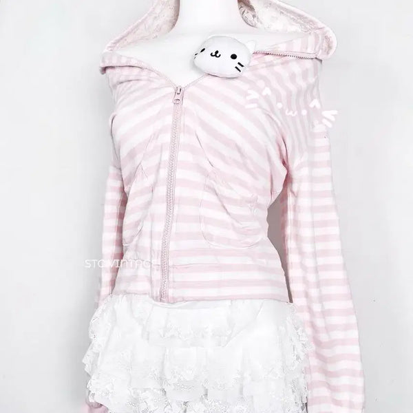 [BUNJANG] Lizlisa Kuma Mimi Zip-up Hoodie Pink / stc빈티지 쿠마미미 집업 핑크 진리 리즈리사 히메갸루 라떼갸루