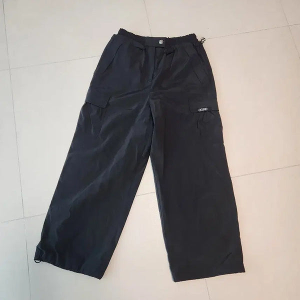 [BUNJANG] Ozweego Black Wide Cargo Pants Size 67 / 오즈세컨 블랙 와이드 바스락 카고 팬츠 67