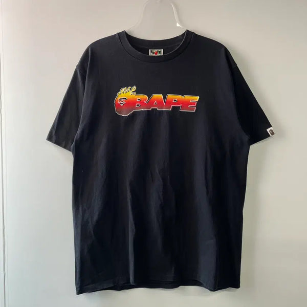 [BUNJANG] BAPE Spellout Flame Short Sleeve T-Shirt / 베이프 스펠아웃 플레임 반팔 티셔츠