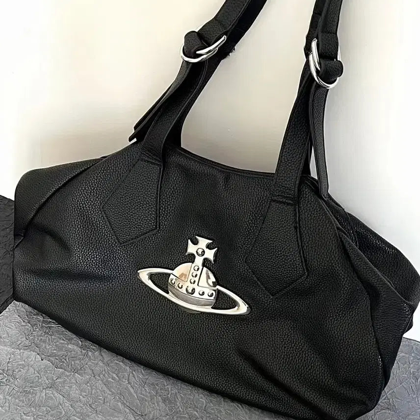 [BUNJANG] Vivienne Westwood Black Leather Clutch Shoulder Bag Silver Hardware / 비비안웨스트우드 클러치백 숄더백 블랙  은장