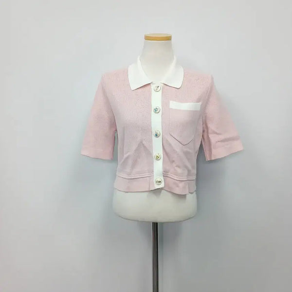 [BUNJANG] Cropped Tweed Short Sleeve Cardigan / 크롭 트위드 반팔 가디건 44