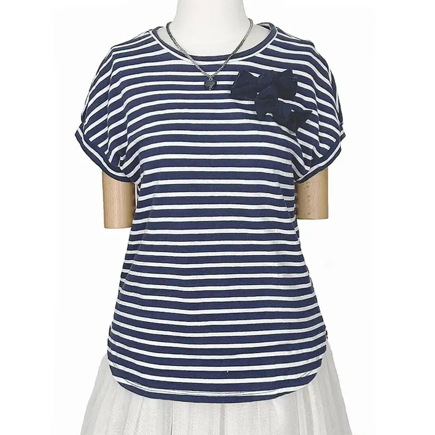 [BUNJANG] Comme des Garçons Comme ism Ribbon Stripe Raglan T-Shirt Vintage / 일본빈티지 꼼사이즘리본단가라스트라이프 래글런티 모리걸하구미룩갸루y2k히피