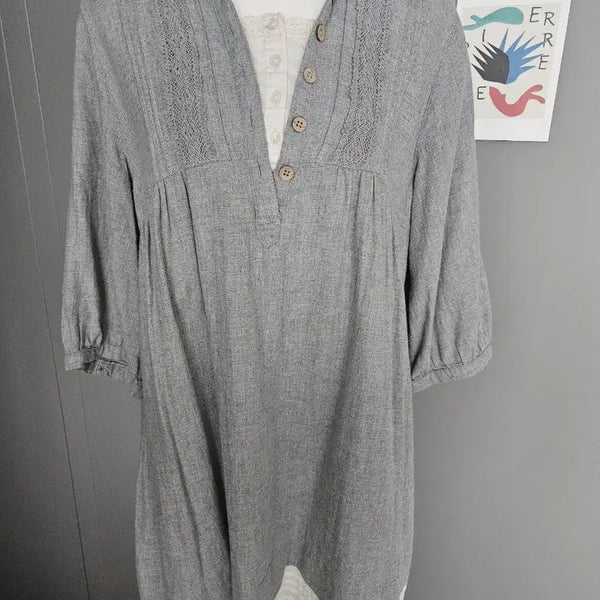[BUNJANG] Vintage Layered Blouse Mini Dress / 빈티지 레이어드 블라우스 미니원피스