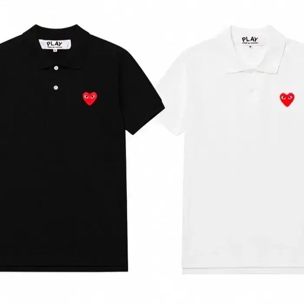 [BUNJANG] Comme des Garçons Logo Polo Shirt / 꼼데가르송 카라티 블랙/화이트