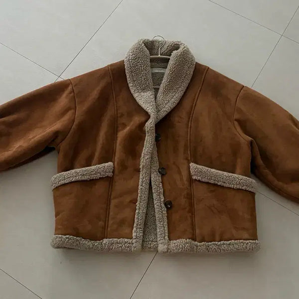 [BUNJANG] STORETS Suede Camel Brown Shearling Jacket / STORETS 스웨이드 카멜 브라운 무스탕 자켓 S-M