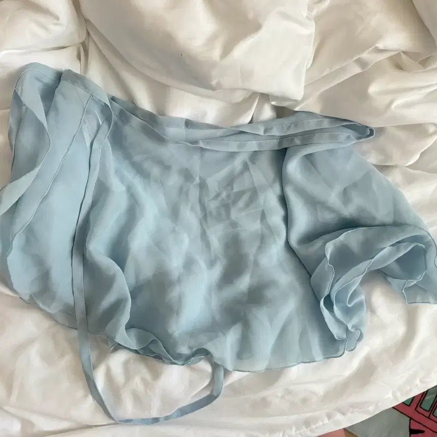[BUNJANG] Chiffon Wrap Ballet Skirt - Sky Blue (New) / [새제품]하늘색 발레 스커트 쉬폰 랩 스커트