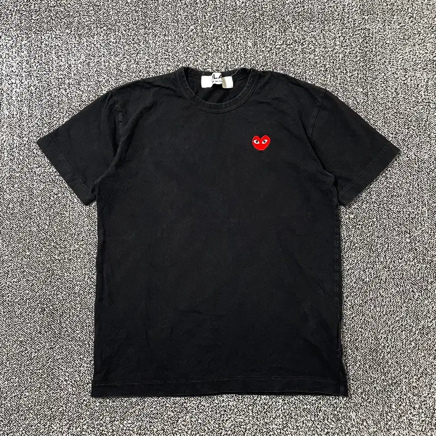 [BUNJANG] Comme des Garçons PLAY Vintage Black Cotton Short Sleeve T-Shirt / 빈티지9. 꼼데가르송 플레이 와펜 반팔 티셔츠 반소매 블랙